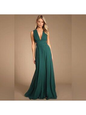 Lulus Vivid Imagination Forest Green Cutout Maxi Dress Prom Romantic Medium